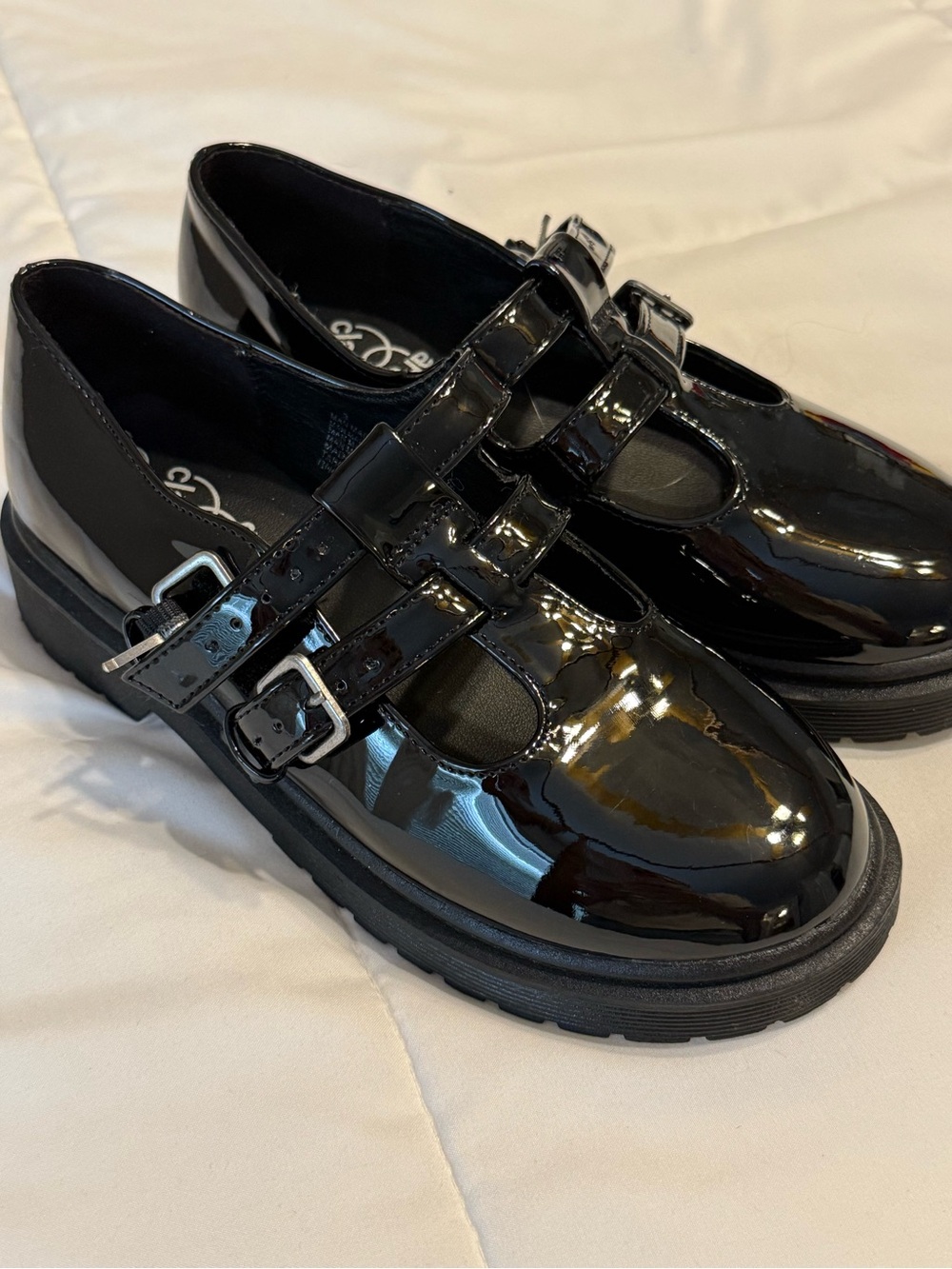 art class Black Patent Double-Strap Mary Jane Shoes Sz 3